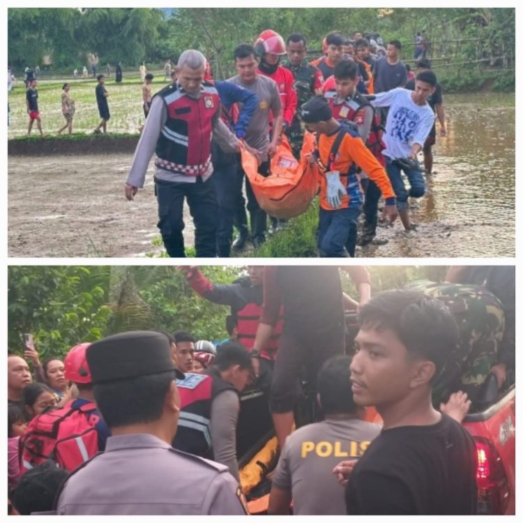 Personel Polres Maros Turut Serta dalam Evakuasi Mahasiswi Yang Hanyut di Sungai Sampana Tompobolu Kab.Maros