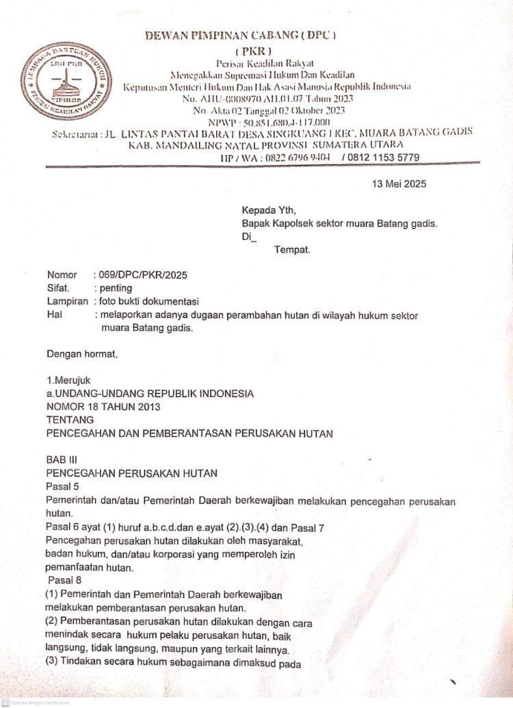 Dua Laporan Masyarakat di Polsek Muara Batang Gadis Diabaikan,Pelapor Merasa Kecewa